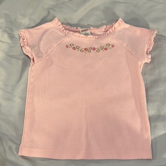 Gymboree - Pink Short Sleeve Tee with Embroidered Neckline - Picture 1 of 4